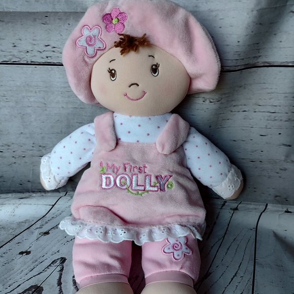 Baby Gund My First Dolly Plush Stuffed Doll 12" Toy Pink White Soft - Picture 1 of 6